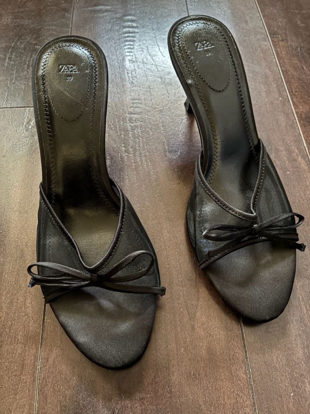 Zara Black Bow-Detail Slide Mules - Picture 4 of 4